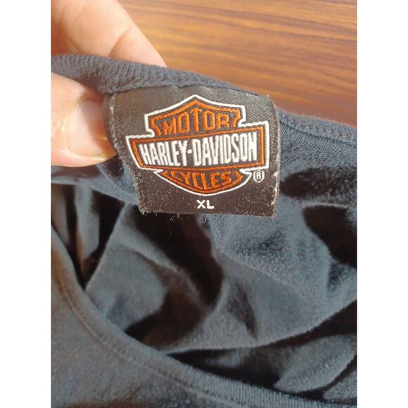 Vintage Women's Harley Davidson Logo Long Sleeve Black Shirt With Tie Back - Picture 5 of 10